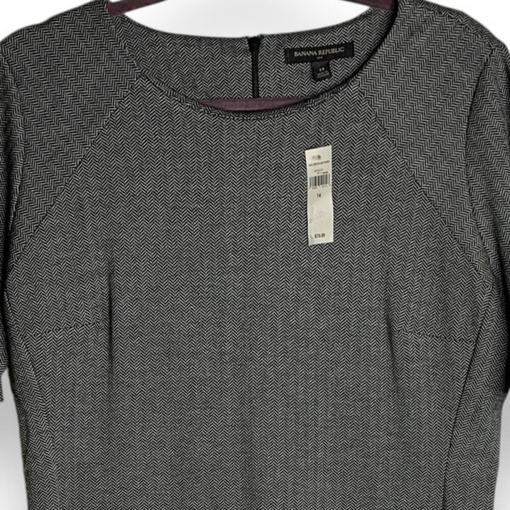 New! Banana Republic Shift Dress Chevron Stripe Stretch Gray Size 14 Classic